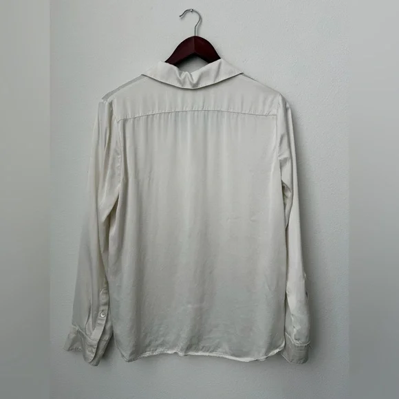 Banana Republic The Perfect Silk Shirt 100% Silk Cream Size S - Picture 3 of 14